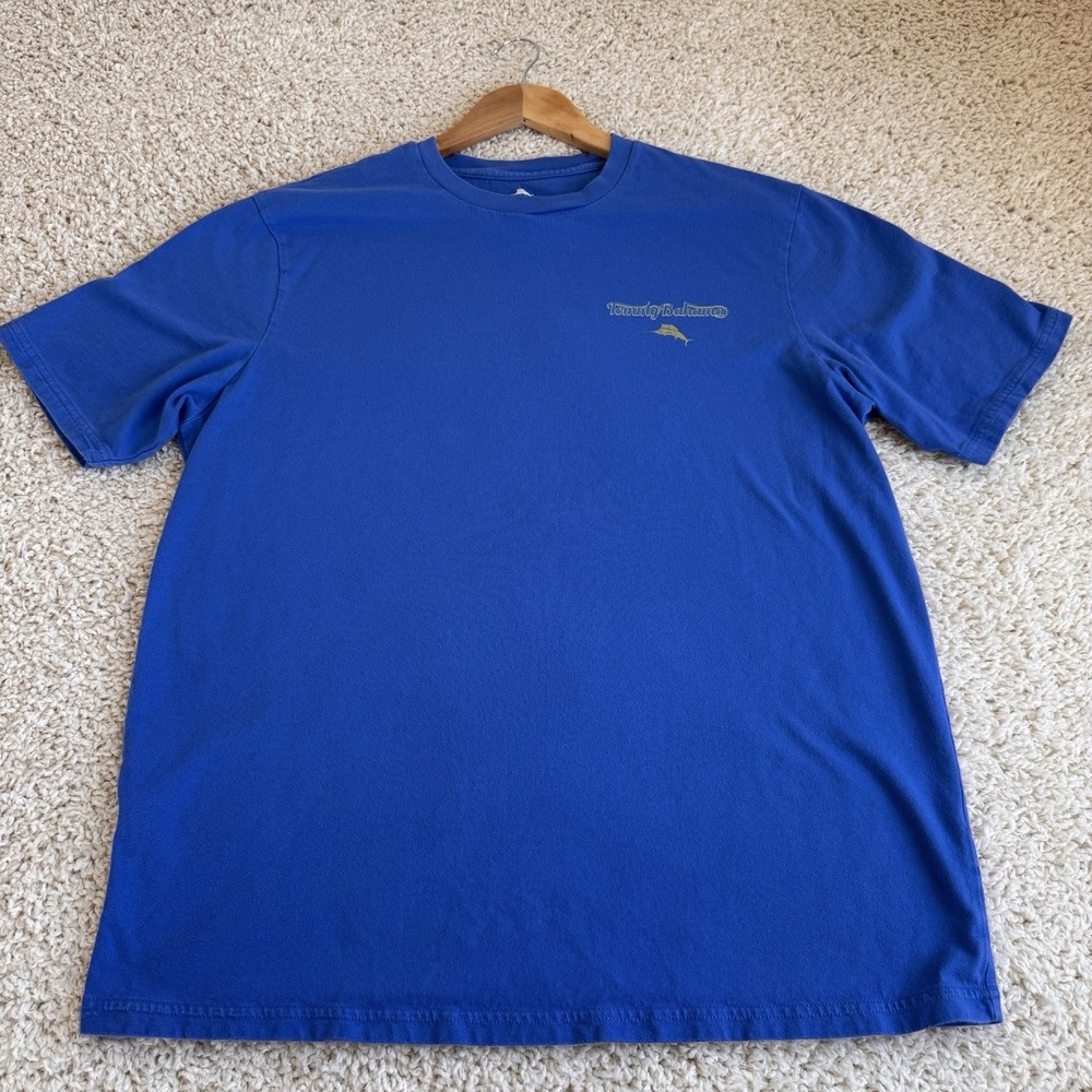 Tommy Bahama T-Shirt Mens Large Blue Excellent Island Riders Graphic Relax Tee